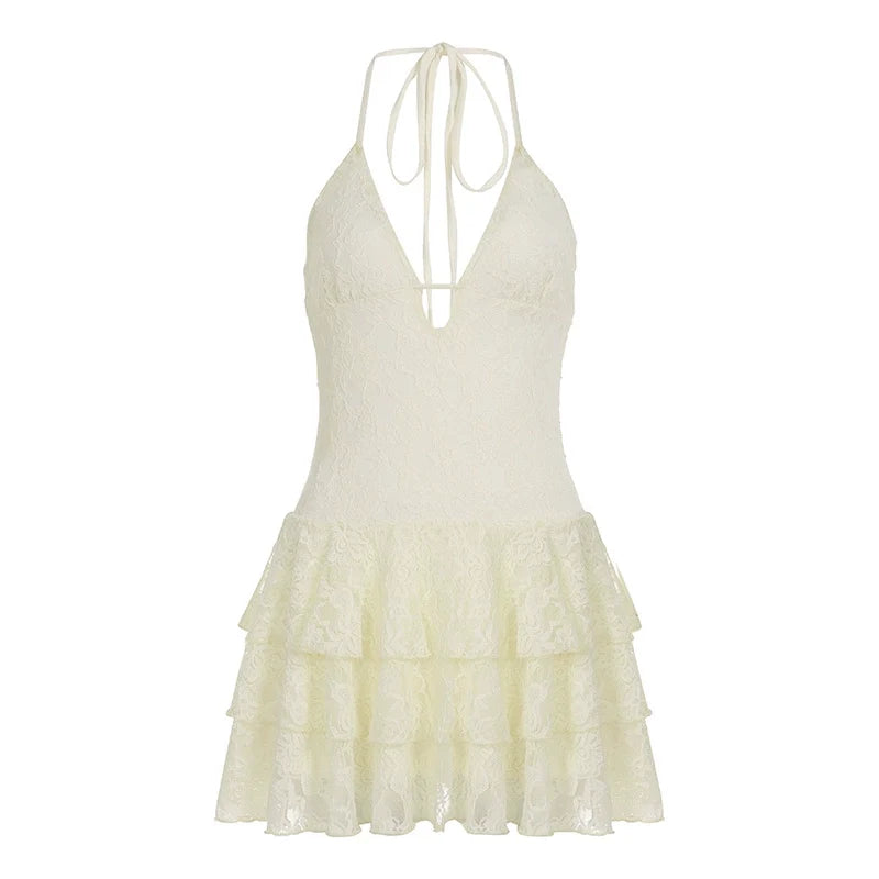 Adaley Lace Tiered Mini Dress