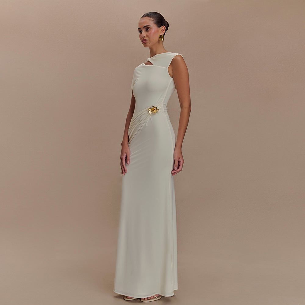 Pleated Column Maxi Dress