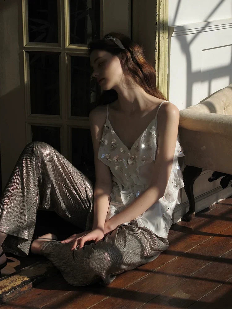 Sequin Embellished Sheer Overlay Dress