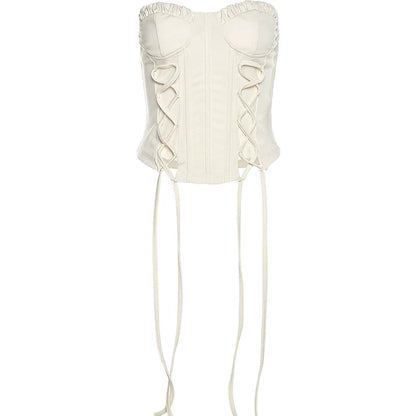 Asymmetrical Lace-Up Tube Top