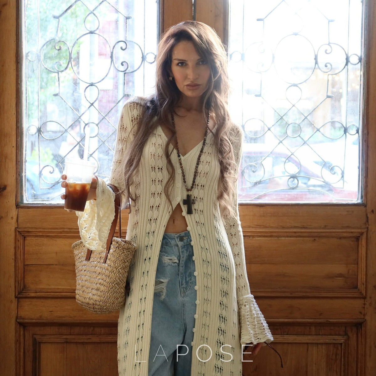 Aiden Crochet Long Cardigan