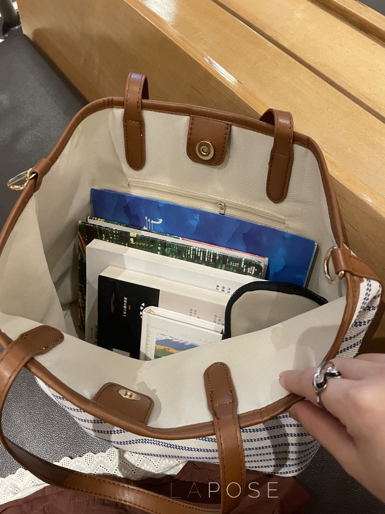 Rhoda Striped Canvas Tote Bag
