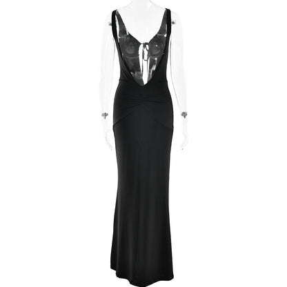 Tank Strap Keyhole Cutout Ruched Bodycon Maxi Dress