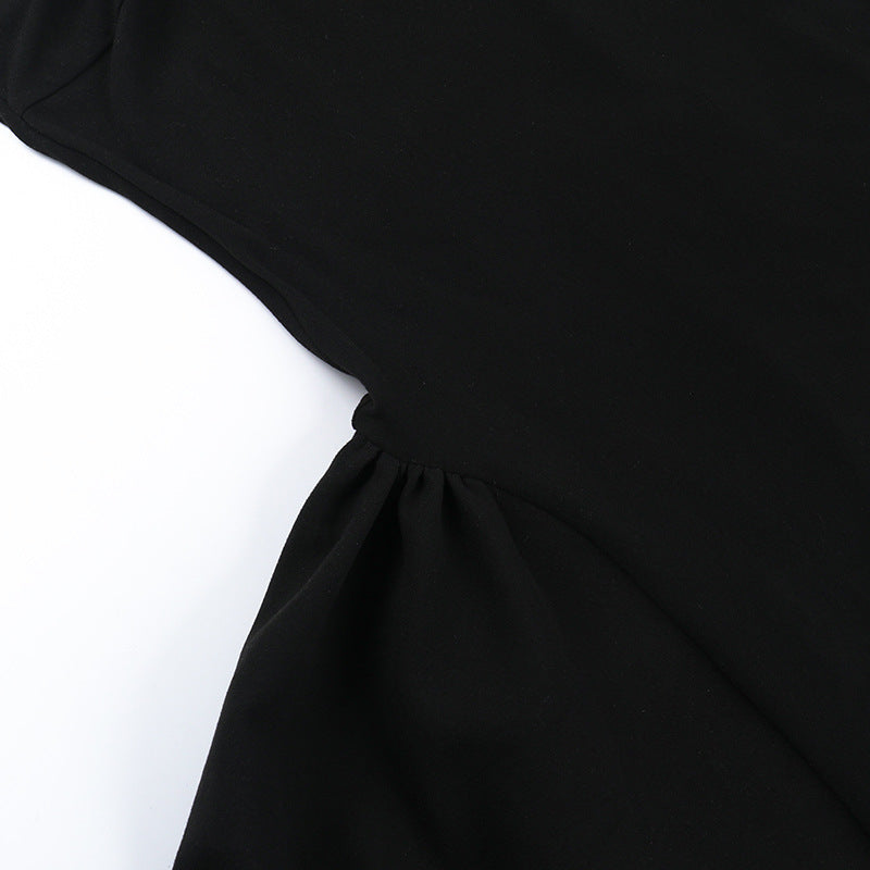 Square Neck Structured Tulip Pleat Bubble Hem Mini Dress