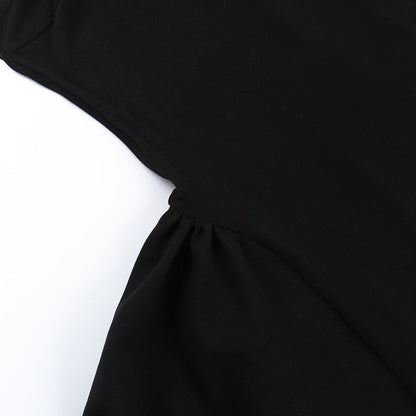 Square Neck Structured Tulip Pleat Bubble Hem Mini Dress