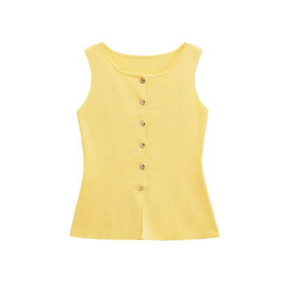 Neely Gold Button Knit Vest