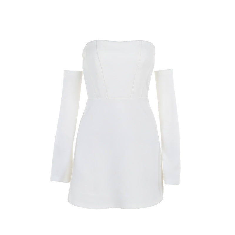Off Shoulder Corset Bell Sleeve A Line Mini Dress