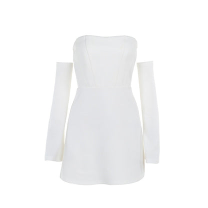 Off Shoulder Corset Bell Sleeve A Line Mini Dress