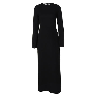 Rib Knit Long Sleeve Tie Back Open Back Bodycon Mini Dress