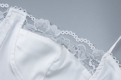 Strapless Lace Ruffle Corset Bodice Mini Dress