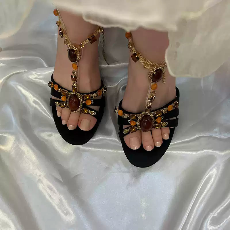 Sila Rhinestone Vintage Sandals