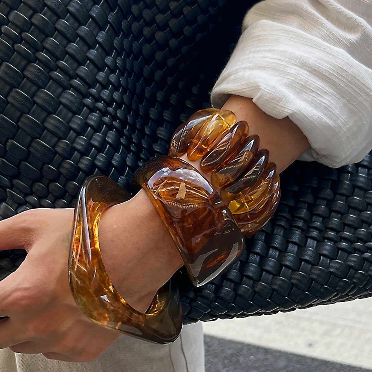 Wide Marble Texture Translucent Bracelet