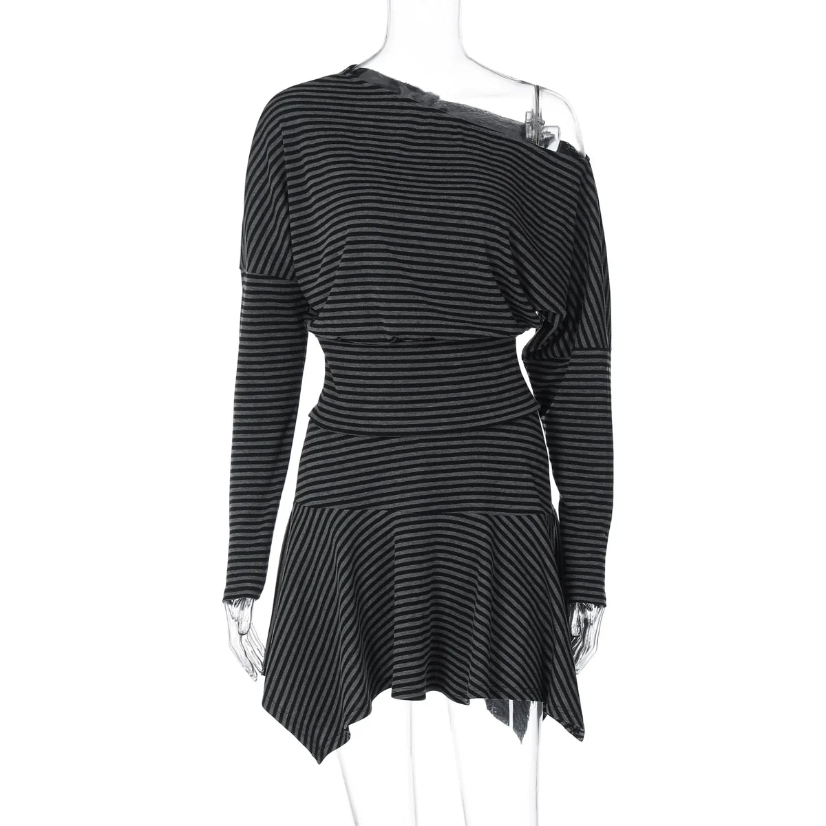 Indya Striped Off-Shoulder Skirt Set