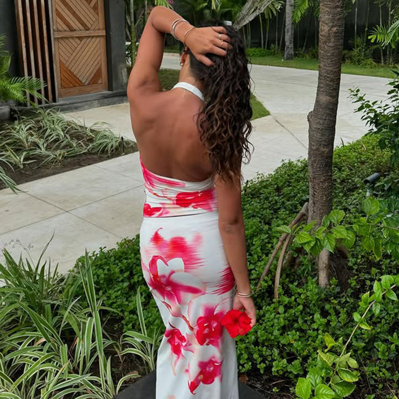 Effie Orchid Halter Skirt Set