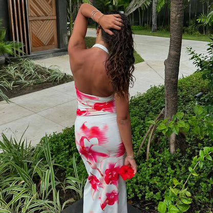 Effie Orchid Halter Skirt Set