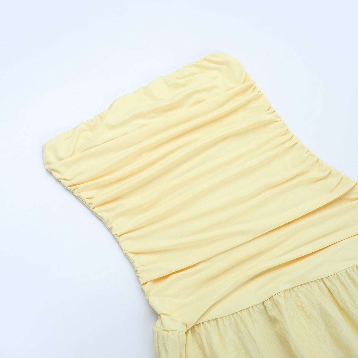 Strapless Ruched Bodice Tiered A-Line Maxi Dress