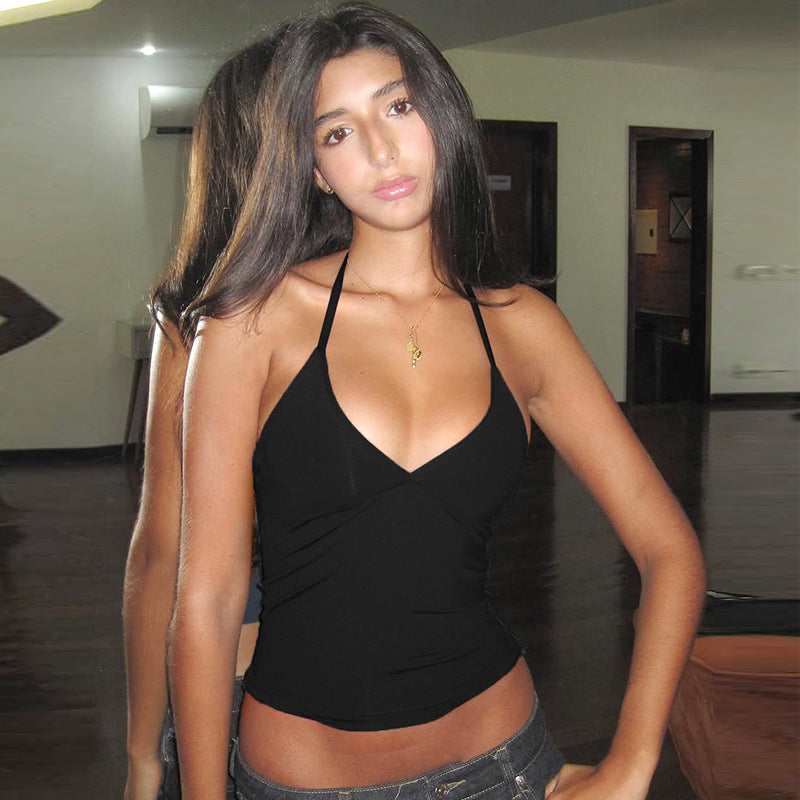 Sehaj Halter Lace-Up Crop Top