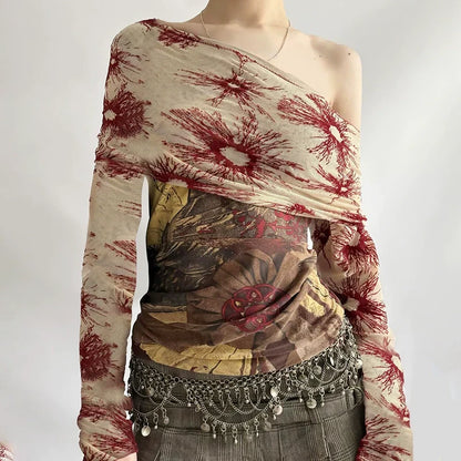 Augusta Vintage Mesh Off-Shoulder Top