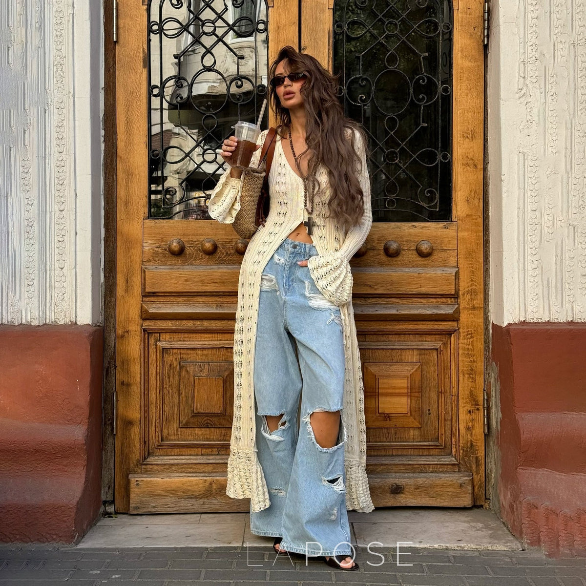 Aiden Crochet Long Cardigan