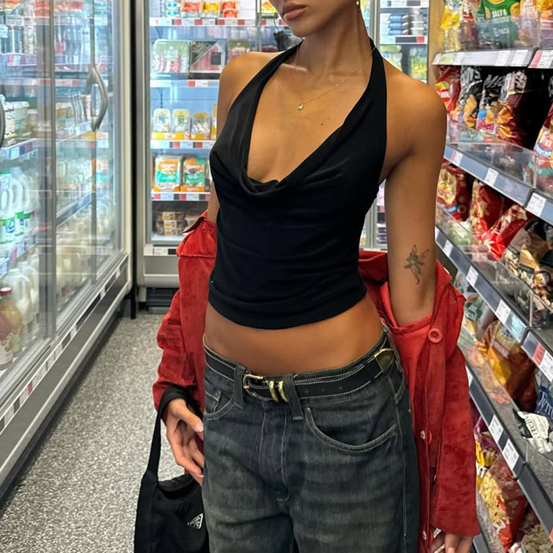 Chloie Backless Halter Crop Top
