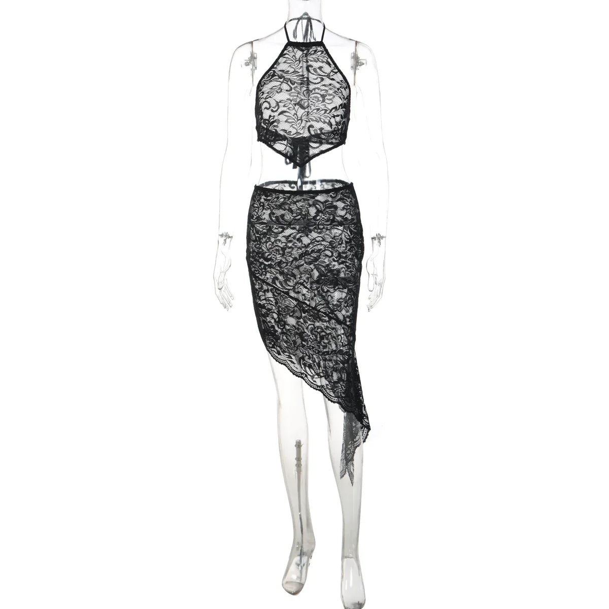Lace Asymmetrical Two-Piece Skirt Set