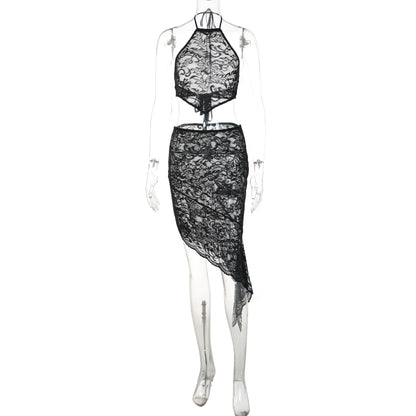 Lace Asymmetrical Two-Piece Skirt Set