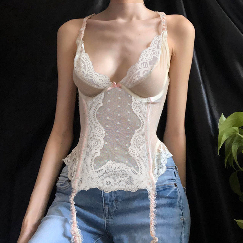 Elvia Sheer Lace Bustier Top