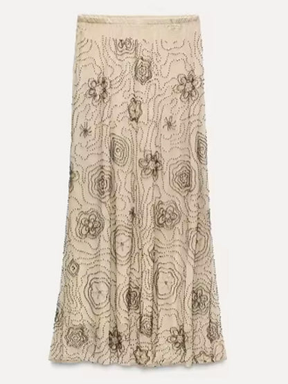 Analiz Beaded Mesh Skirt Set