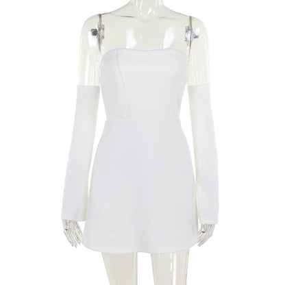 Off Shoulder Corset Bell Sleeve A Line Mini Dress
