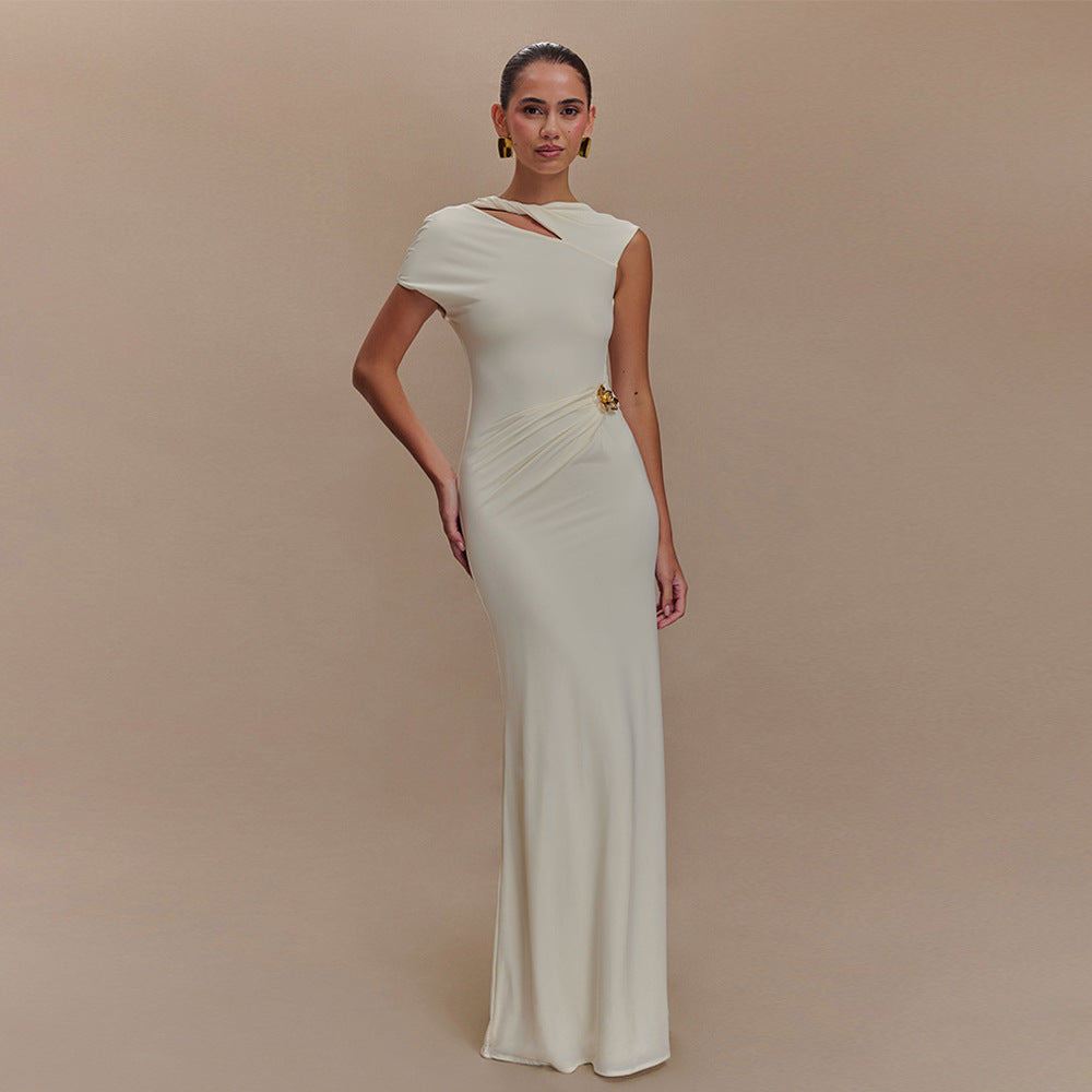 Pleated Column Maxi Dress