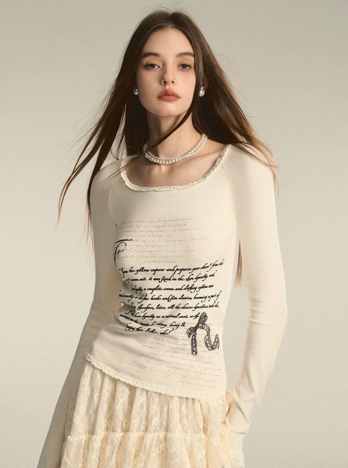Print Square Neck Pure Desire Lace Base Top