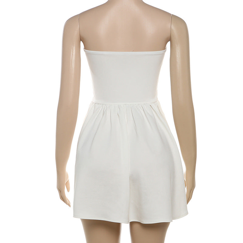 Strapless Corset Pleated Bubble Hem Mini Dress
