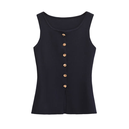 Neely Gold Button Knit Vest