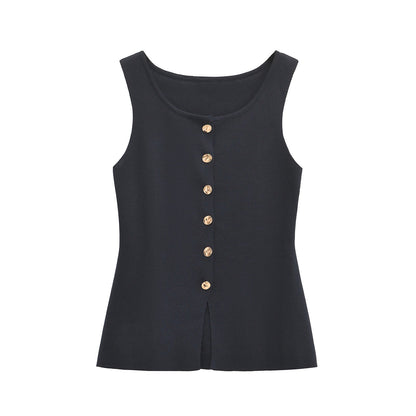 Neely Gold Button Knit Vest