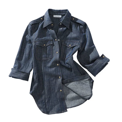 Military-Style Denim Shirt