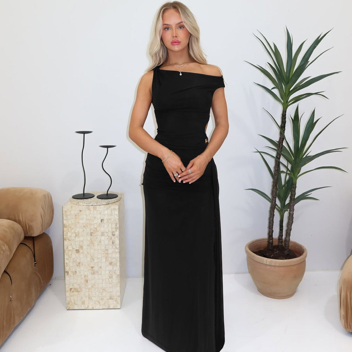 Maahi One-Shoulder Slit Maxi Dress