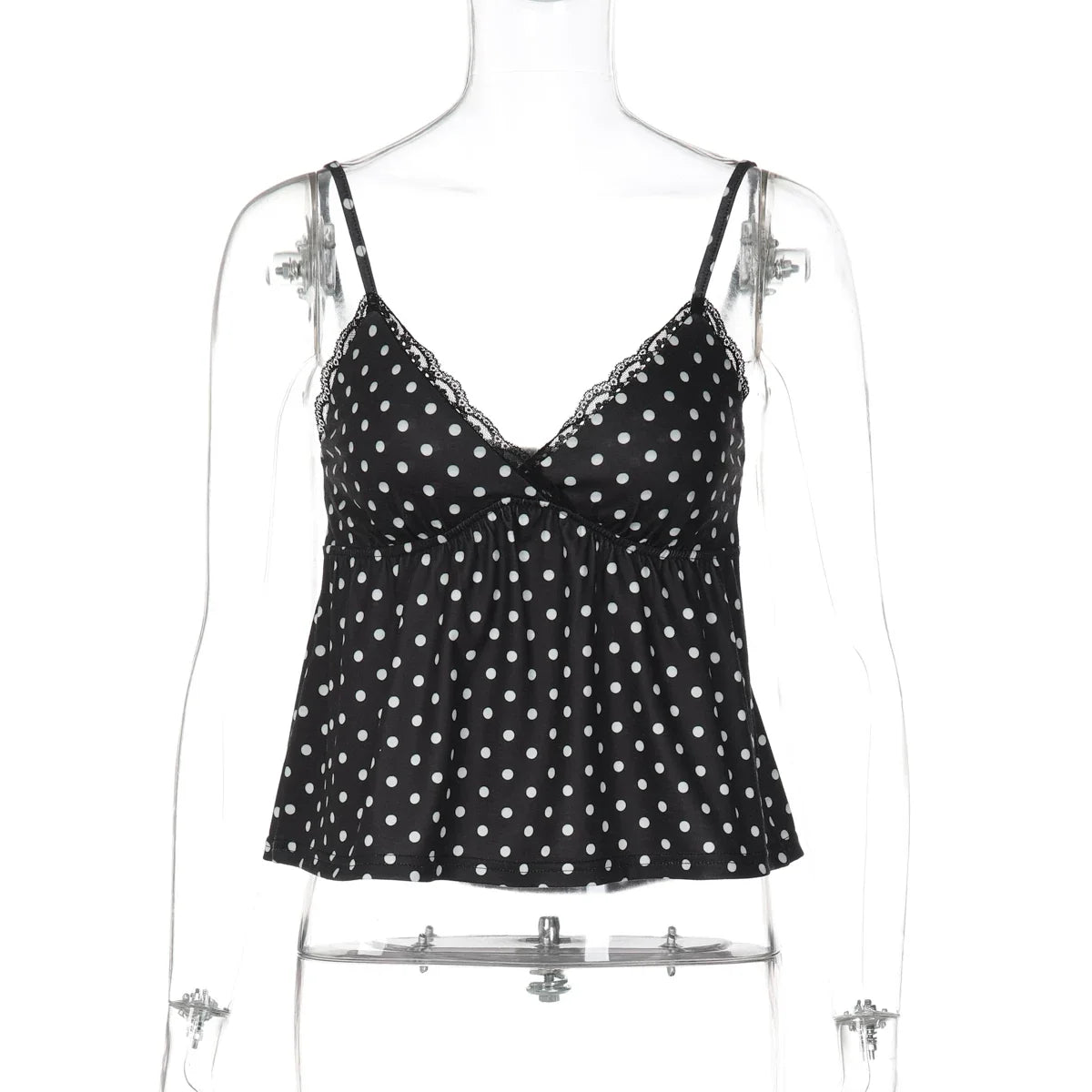 Polka Dot Lace Trim Camisole