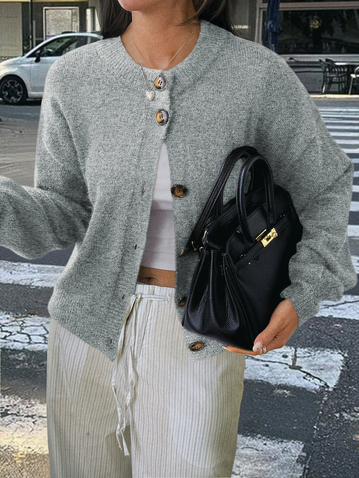 Kristy Button-Front Knit Cardigan