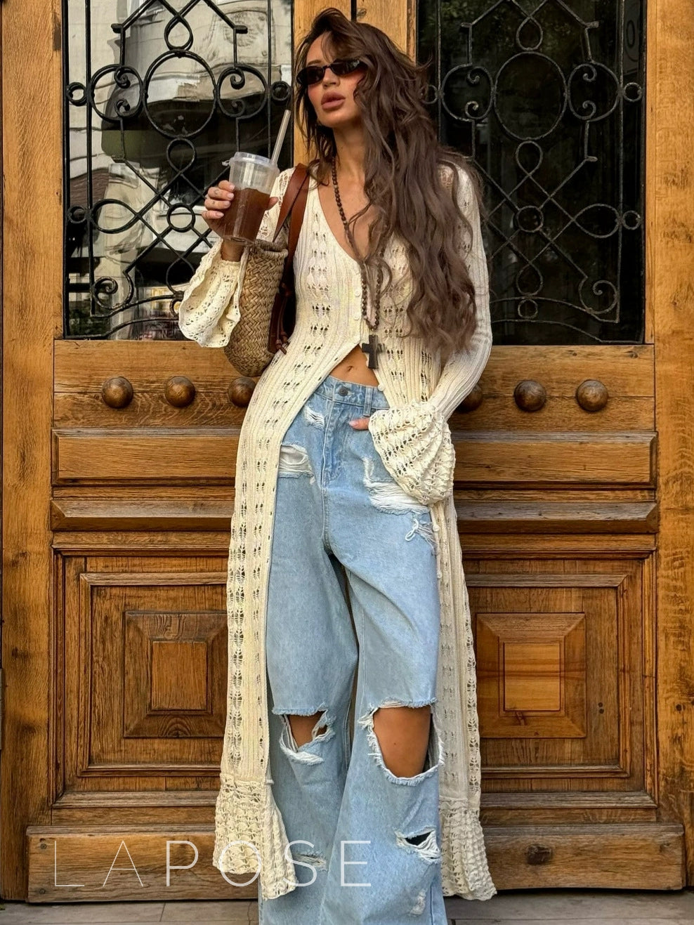 Aiden Crochet Long Cardigan