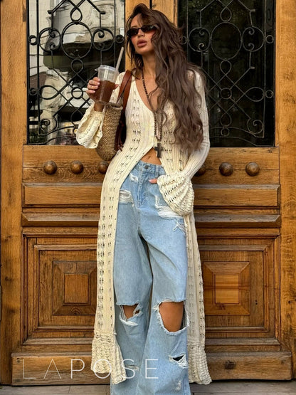 Aiden Crochet Long Cardigan