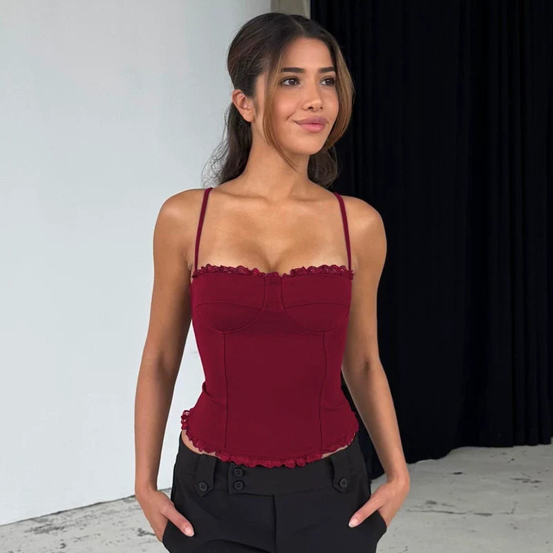 Lace Trim Patchwork Camisole