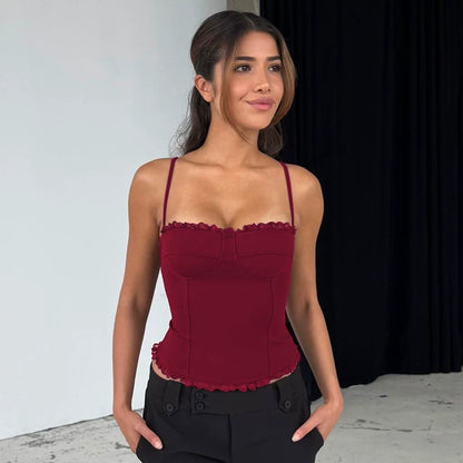 Lace Trim Patchwork Camisole