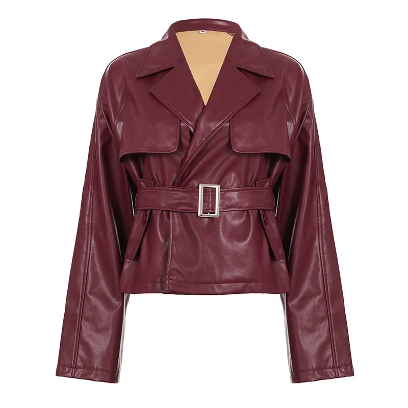 Zamiah Red Faux Leather Jacket