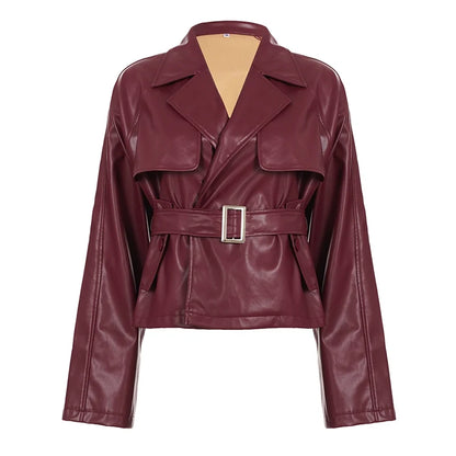 Zamiah Red Faux Leather Jacket