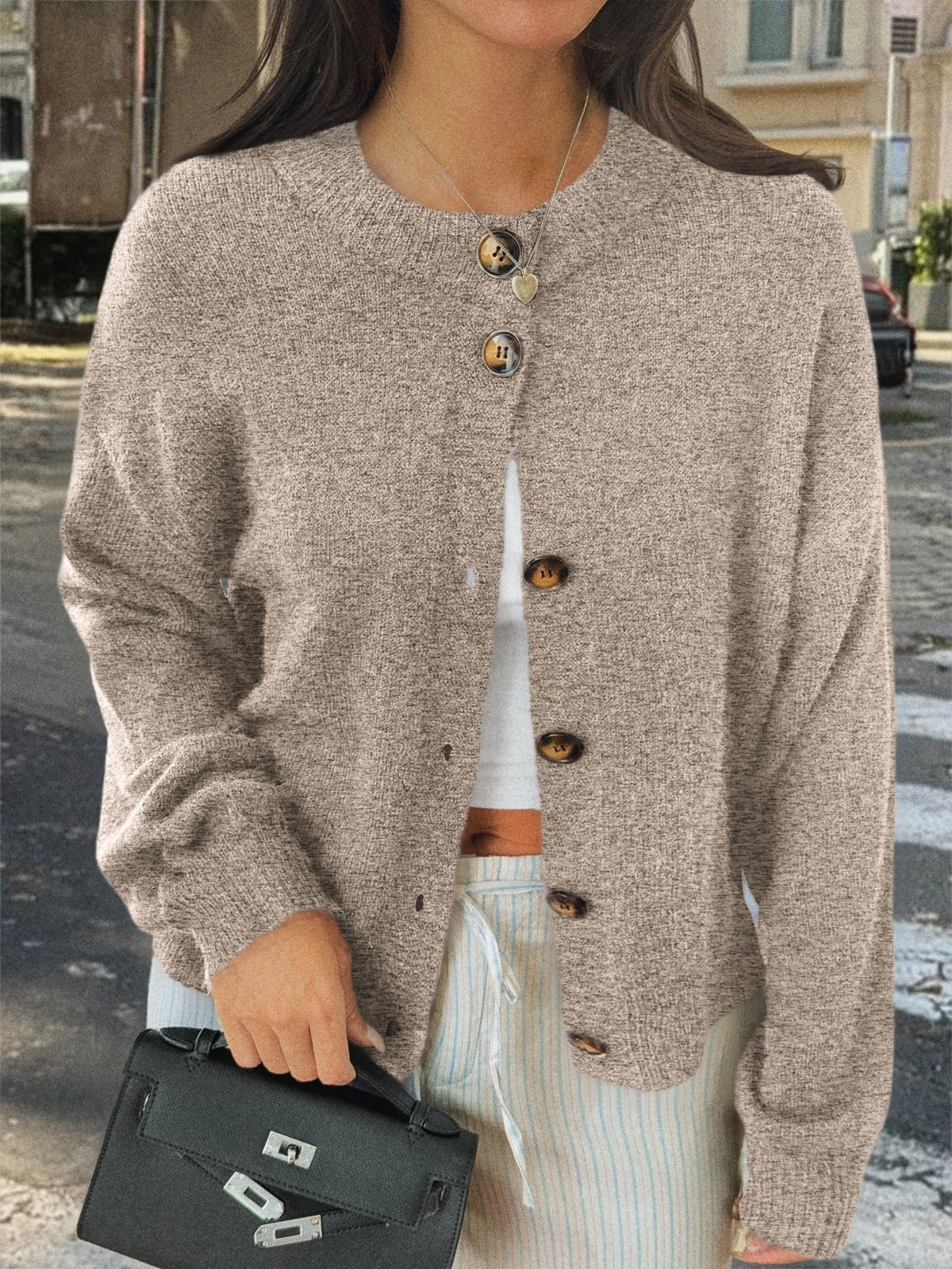Kristy Button-Front Knit Cardigan