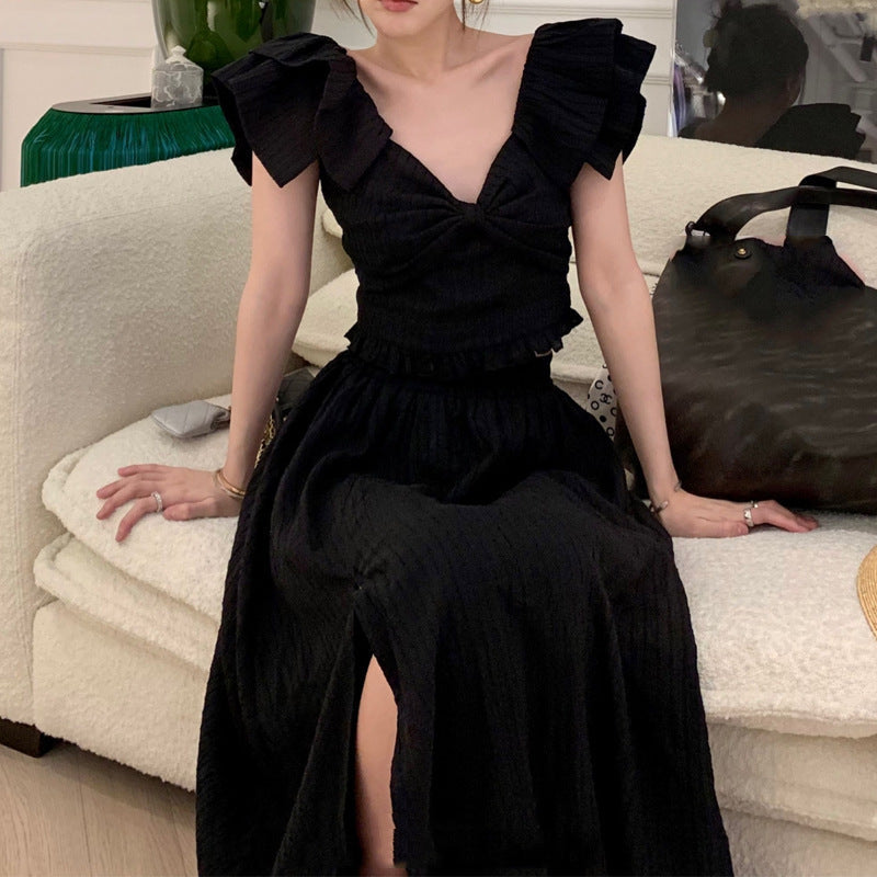 French Retro TwoPiece Dress with Bow