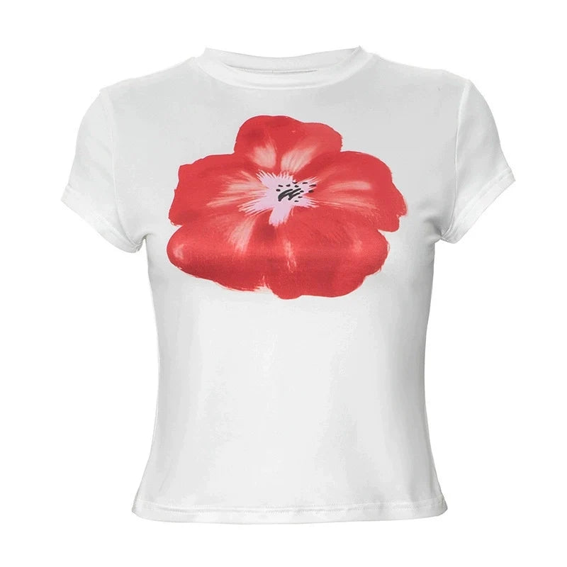 Tiara Red Floral Crop Top