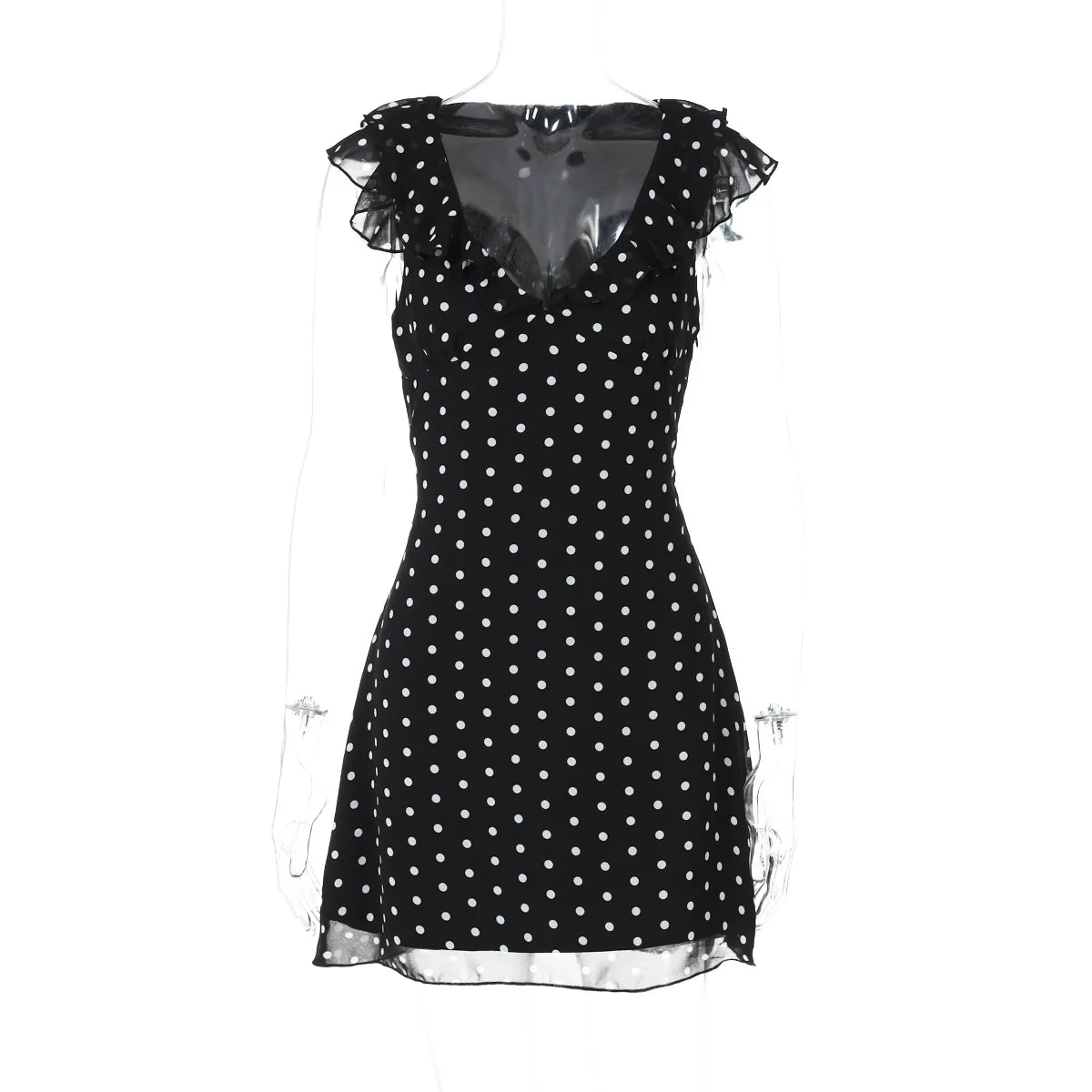 Davina Ruffled Polka Dot Mini Dress