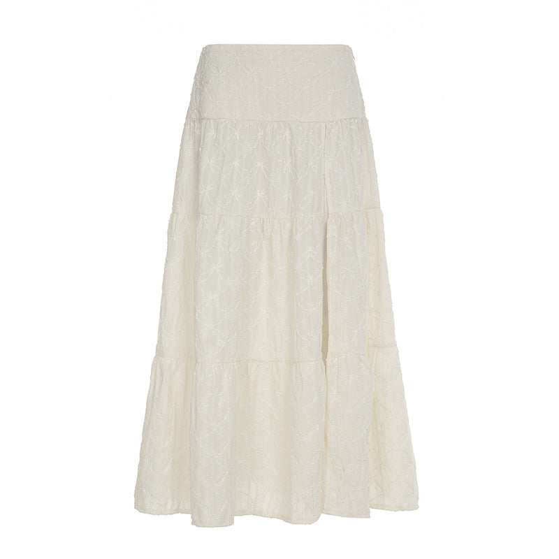 Smocked High Waist High Slit Textured Quilted A-Line Maxi Skirt
