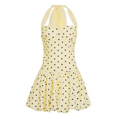 Polka Dot Halterneck Bubble Mini Dress X
